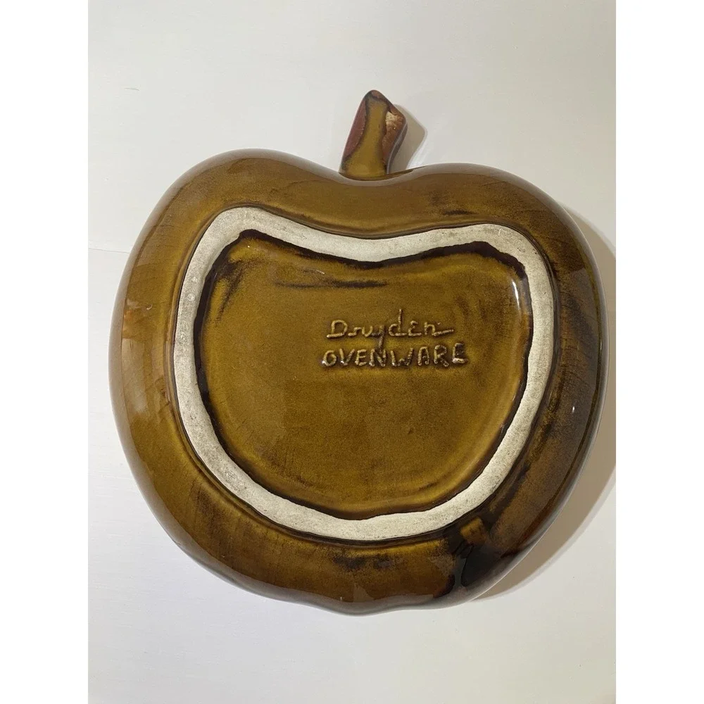 DRYDEN Glazed Ovenware Pottery APPLE Fruit Bowl Brown Dish MCM